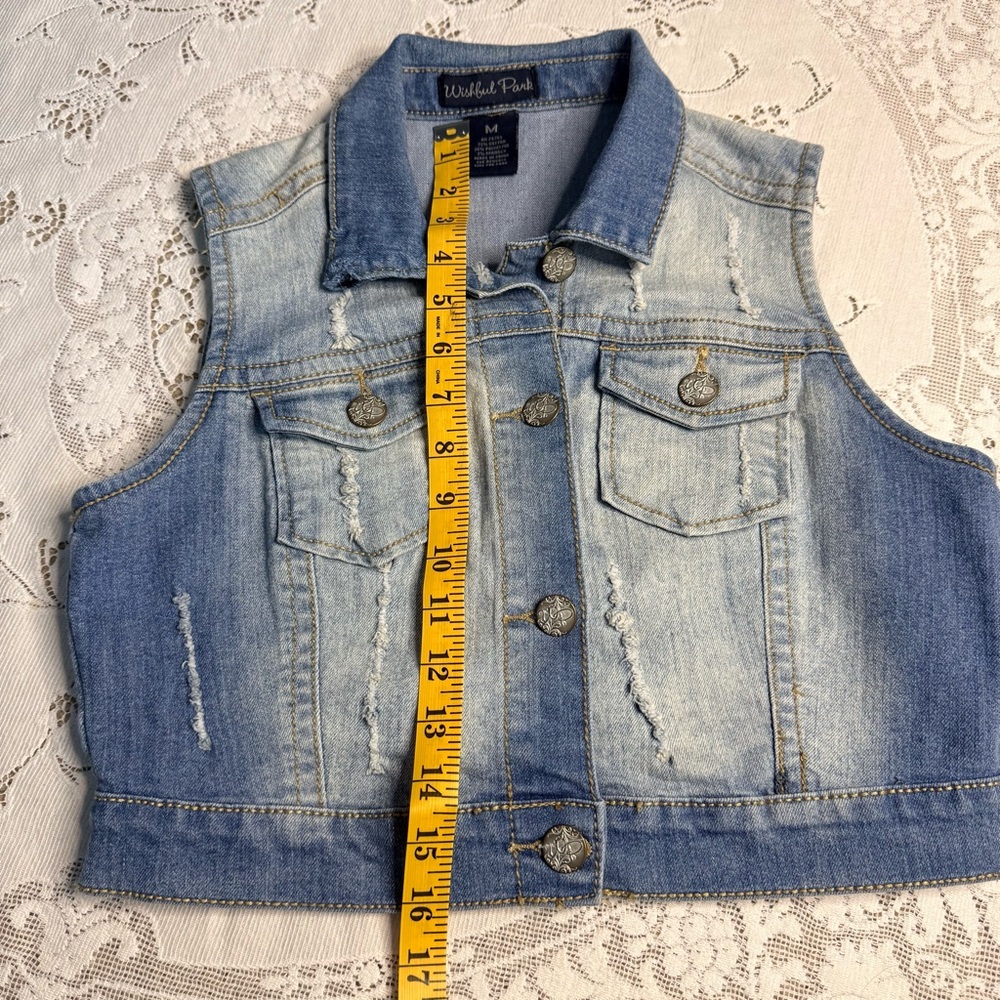 Wishful Park‎ Blue Denim Distressed Vest size Medium Grunge Western Core - Picture 6 of 11
